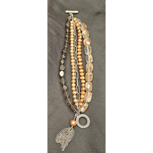 Silpada Jewelry - Boho Layered Silpada Smoky Quartz Brown Bracelet Wedding Work